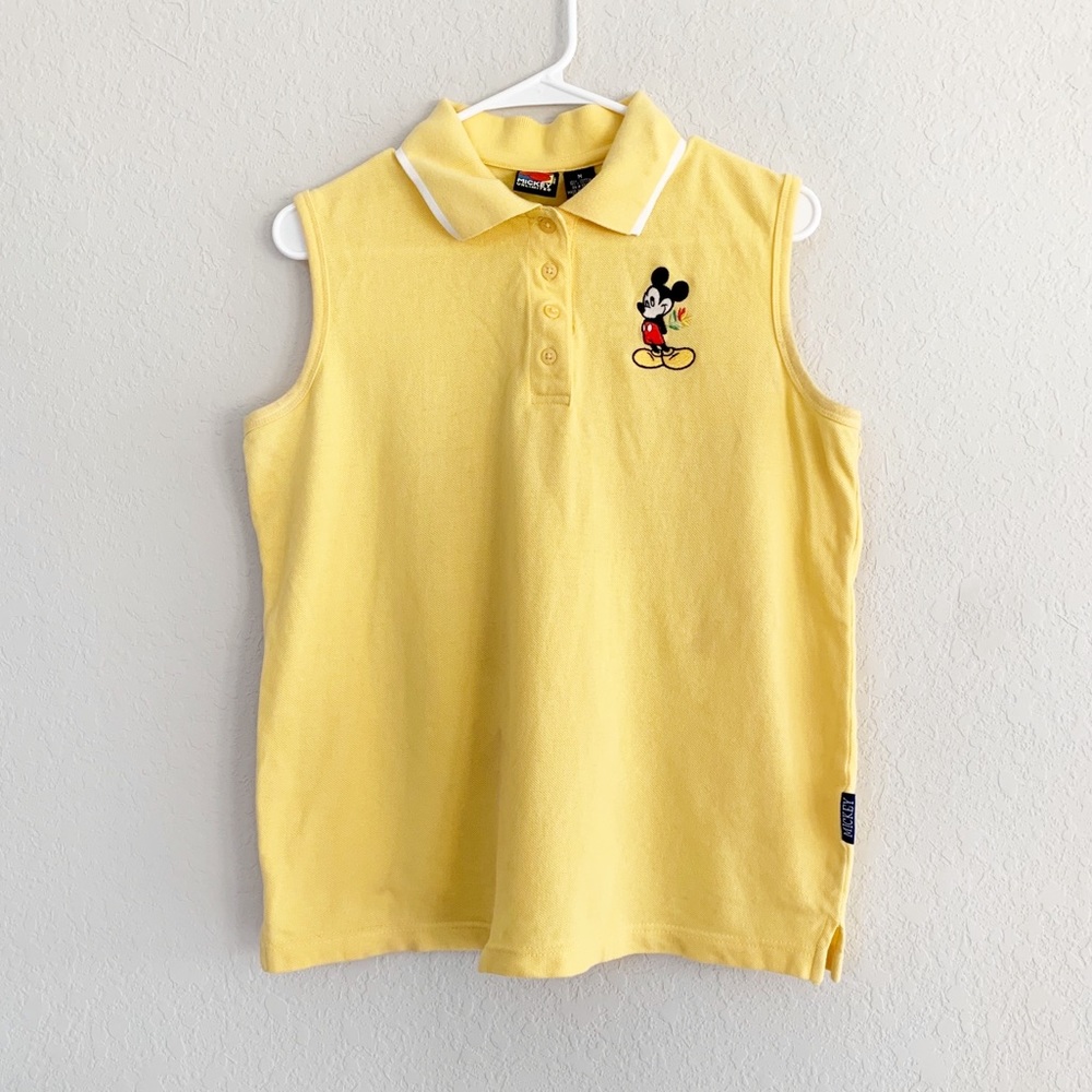 Yellow Mickey Collar Sleeveless Top